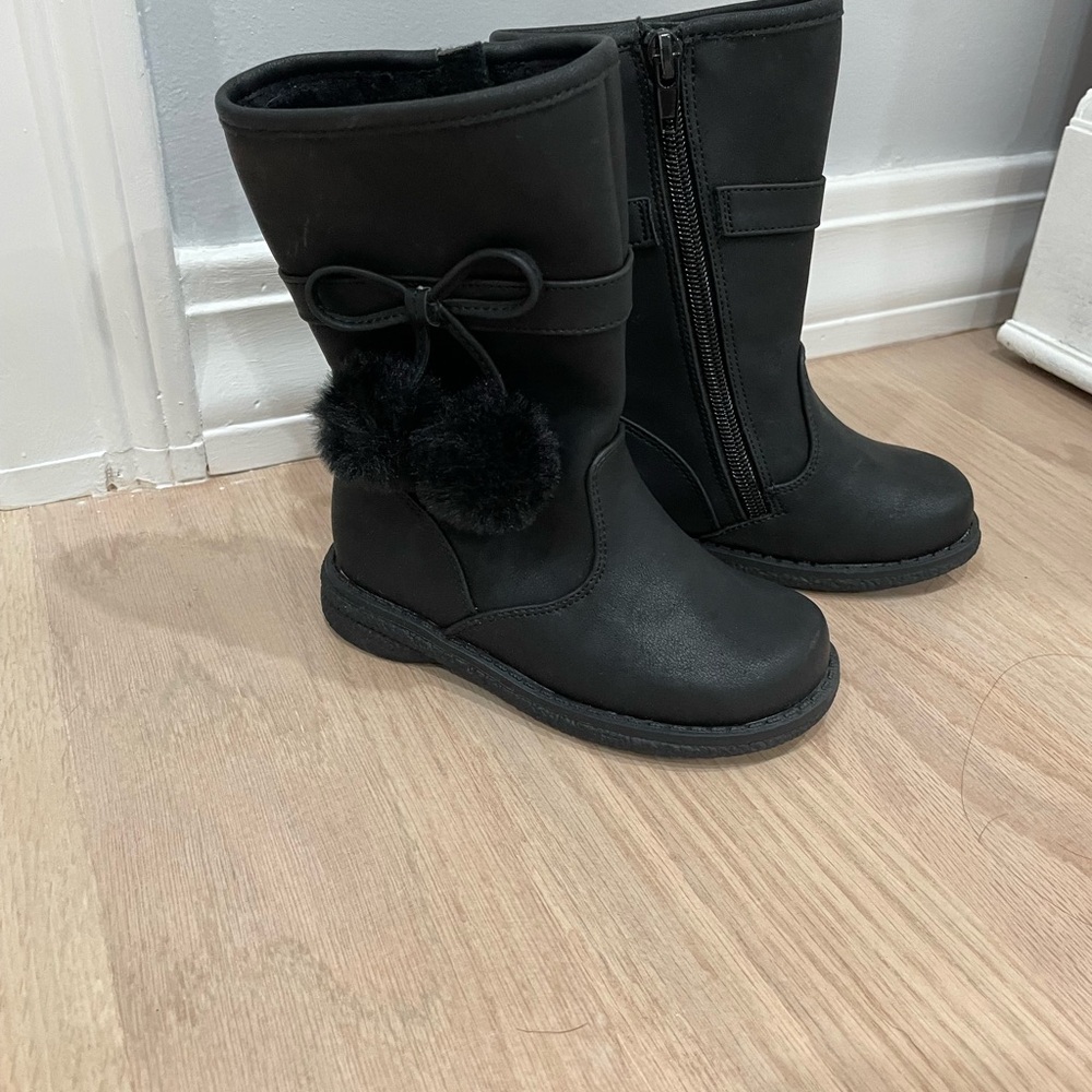 Toddler Girl Black Faux Fur Trimmed Boots